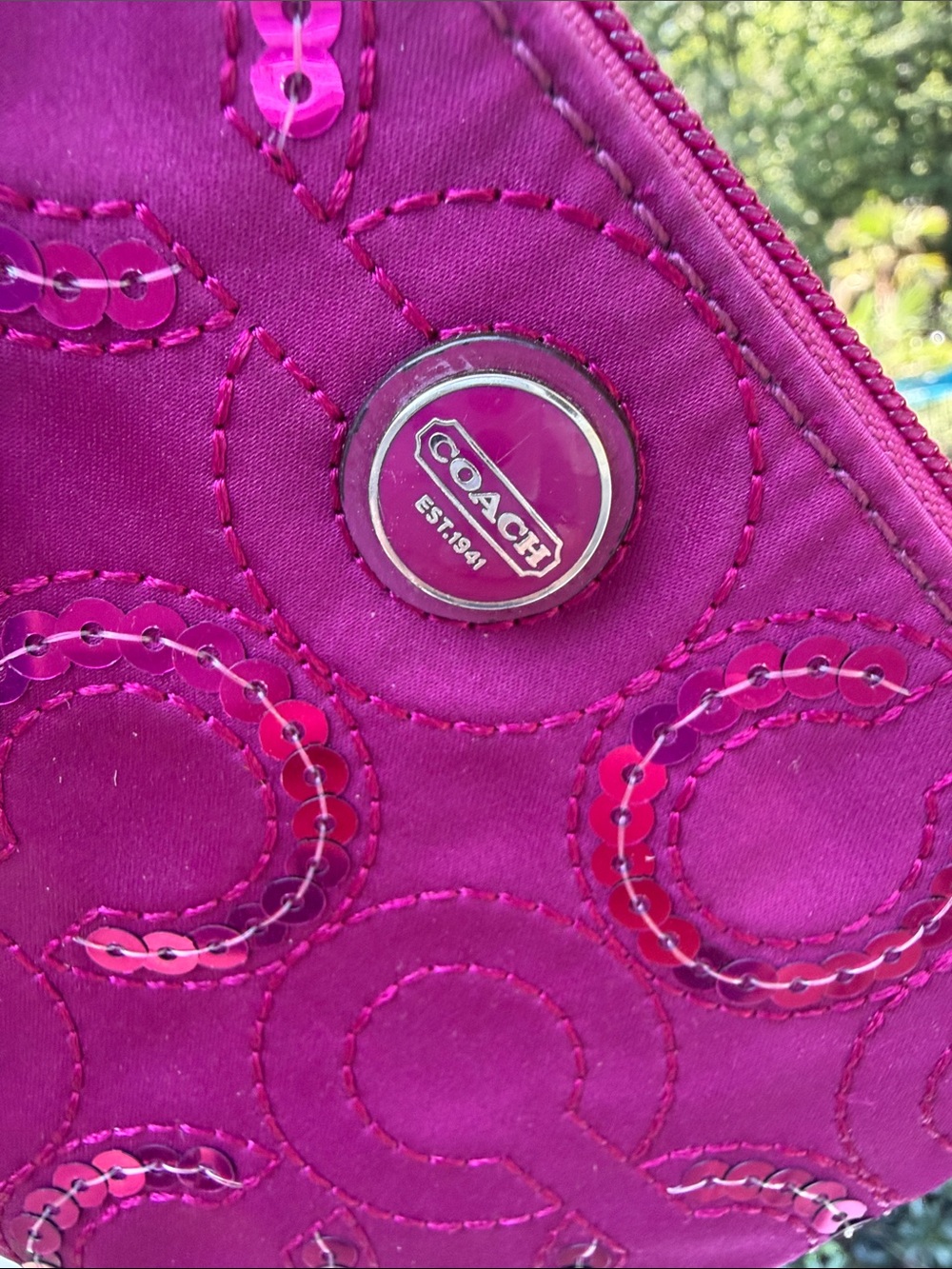 Coach Fuchsia Signature Zip Wristlet - Picture 4 of 16